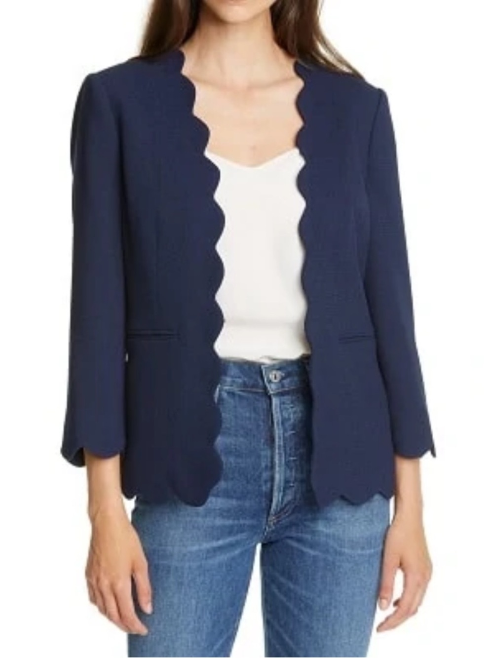 New Ted Baker Furna Navy Scalloped blazer Size 3 (large) L